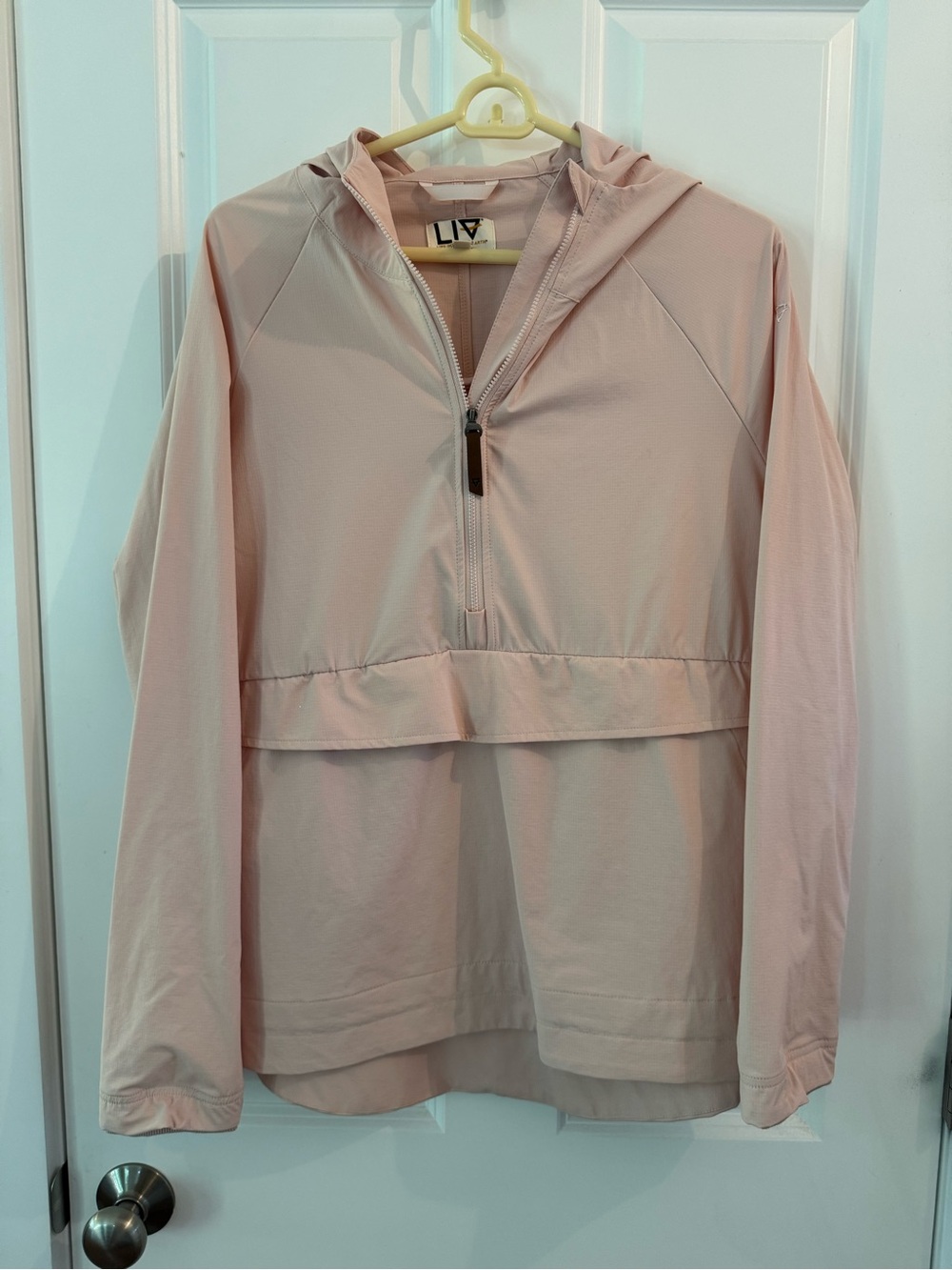 Light Pink Hooded Half-Zip Utility Jacket